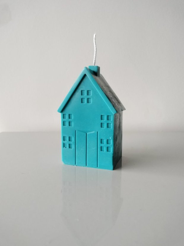 Domčekové sviečky - Veľký domček (11 cm) - Farba: Nebesky modrá