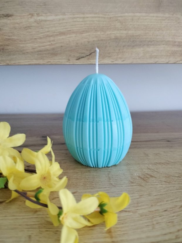 Dekoratívna sviečka - Rebrované vajíčko (12 cm) - Vajíčko: Modré vajíčko