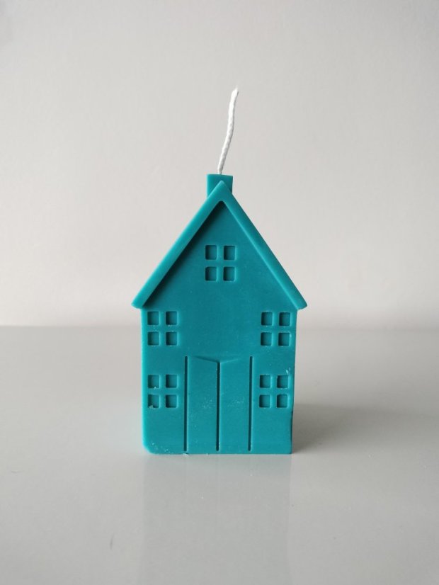 Domčekové sviečky - Veľký domček (11 cm) - Farba: Nebesky modrá